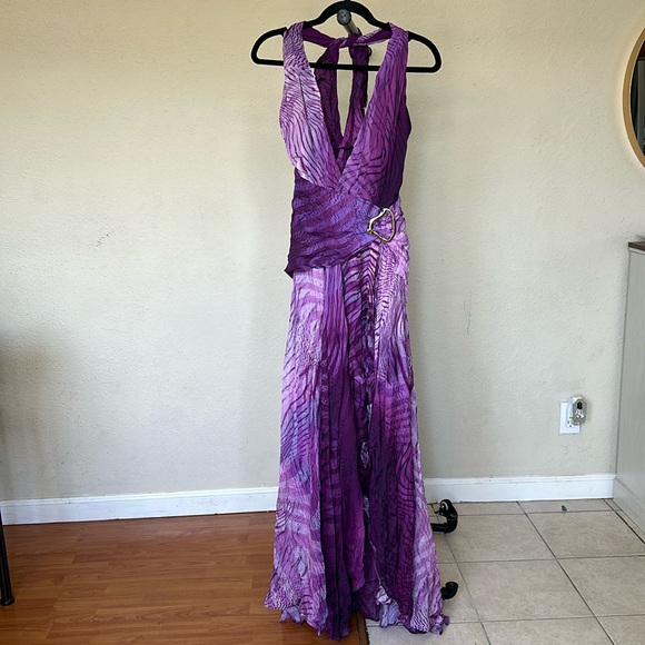 HOUSE‎ OF CB 'Olessia' Orchid Backless Halter Maxi Dress NWOT size L - Picture 6 of 14